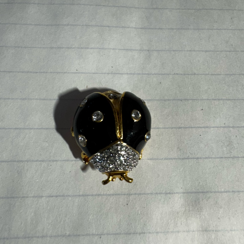 Joan Rivers Swarovski Crystal Black Enamel Ladybug Insect Petite Pin Brooch 55$